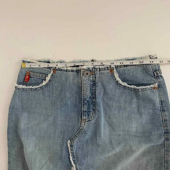 Y2K Vintage Low Rise Guess Jeans Fringe Skirt Size 27 100% Cotton Made in USA - Picture 7 of 11